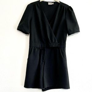 ASOS Black Short Sleeve Romper with Button Waist Detail